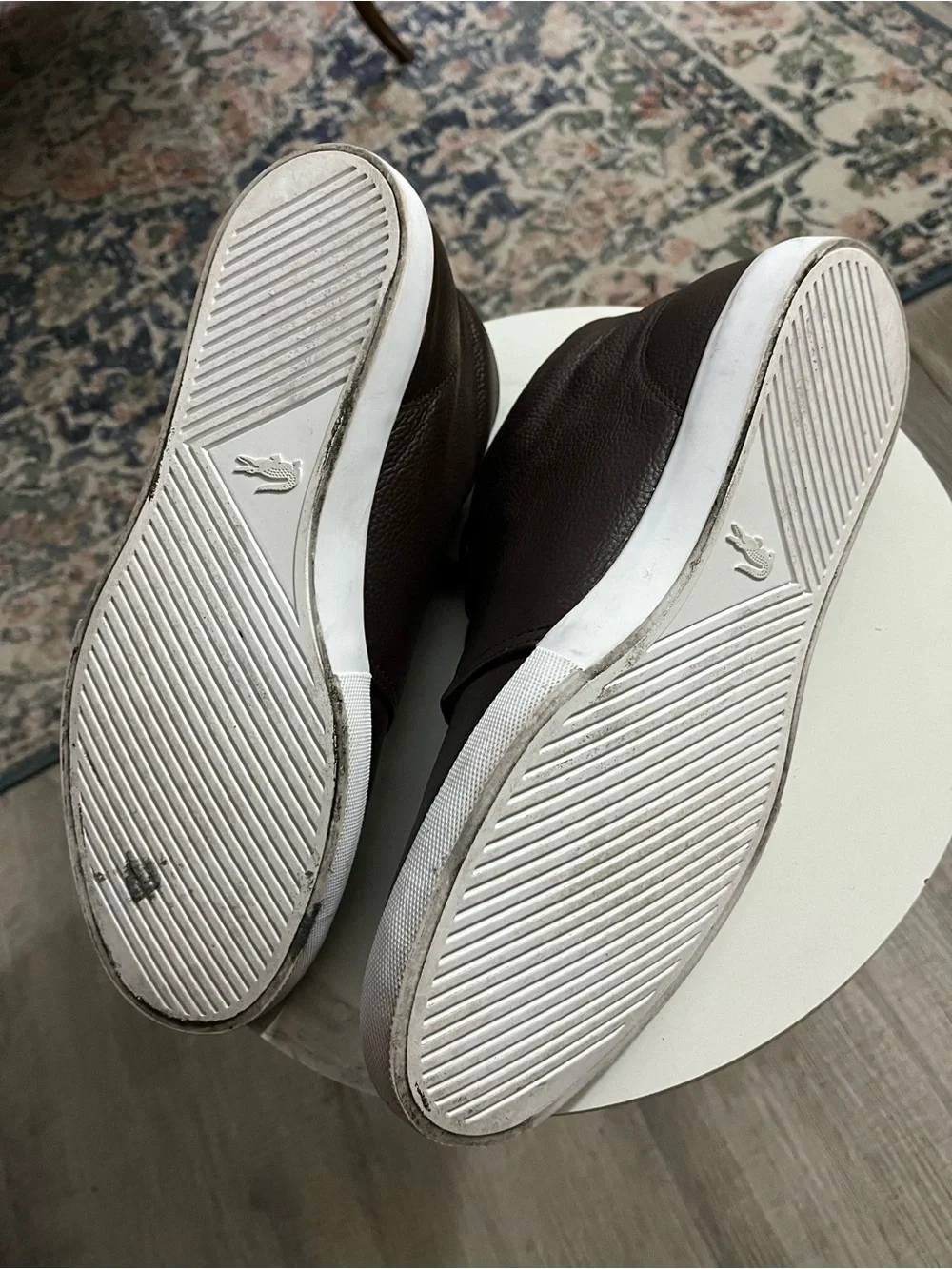 Lacoste Men’s Dark Brown Leather Chukka Boots with White Sole